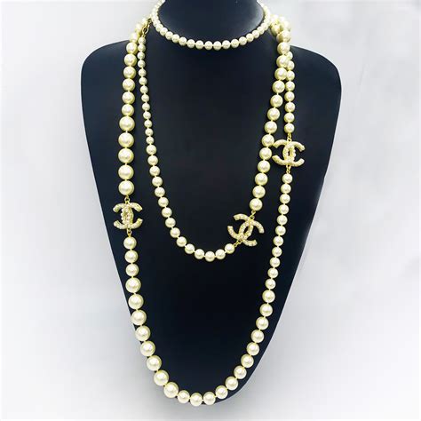 chanel necklace pearl chain|Chanel pearl necklace price list.